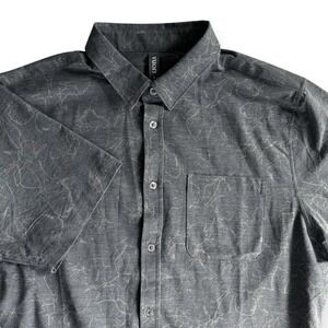 Vuori Bridge Button Down Mens Sz Large Gray Floral Short Sleeve Button Shirt